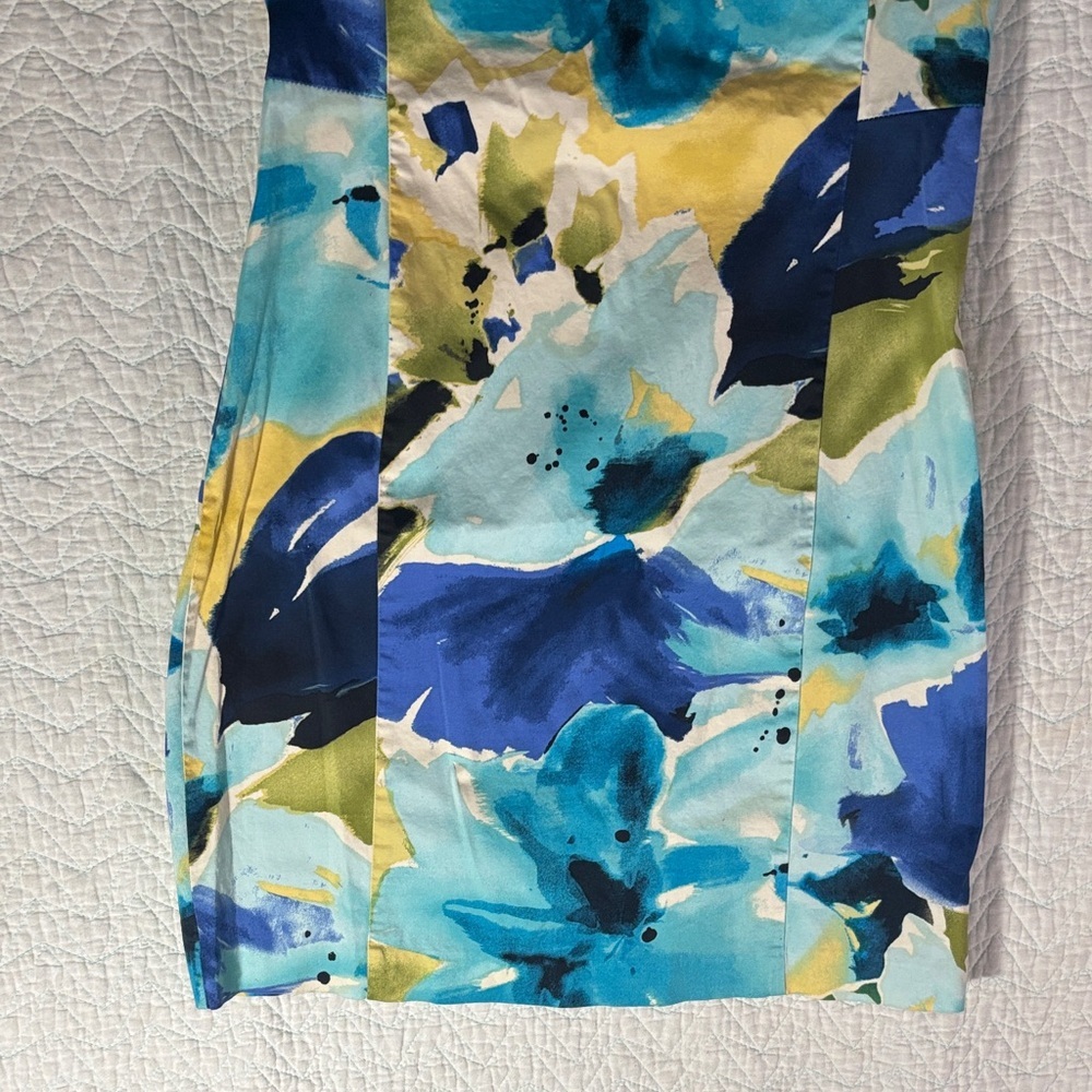 Apt. 9 Teal, Blue & Yellow Floral Sheath Mini Dress - Picture 4 of 5
